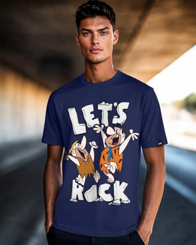 Image of Bewakoof X Cartoon Network Flintstones Men's Cotton Jersey Graphic Print Regular Fit Half Sleeve Round Neck T-Shirt | Tshirt for Men Cotton| Casual Wear | Street Wear