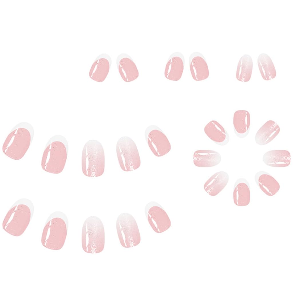 24Pcs Almond Glossy Design French Fake Nails Acrylic False Nails,Artificial Nails Glues on Nails Women
