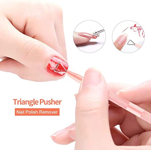 Haimiliya Cuticle Pusher Gel Nail Remover Tool Dual-End Dead Skin Nail Pusher Nail Dirt Cleaner Tool Gel Polish Remover Tool, 410 Stainless Steel #TOP3