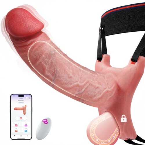 Strap-On Penis Sleeve - FYSHAVO 5IN1 Male Vibrator Upgraded APP & Remote Control Multiple Modes, Realistic Strap On Cock Sleeve Male Sex Toys Hollow Dildo, Adult Toy for Men Couples