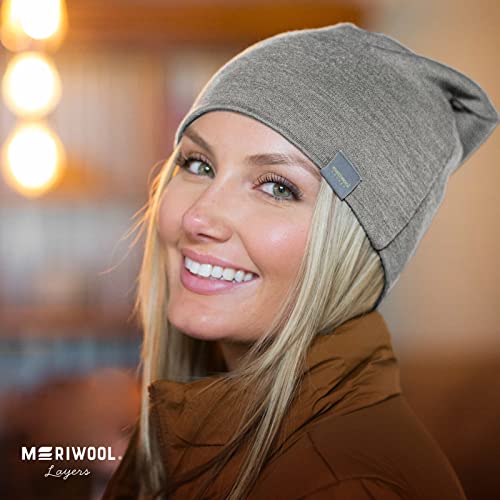 Meriwool Unisex Merino Wool Cuff Beanie Winter Hat For Men And Women Gray Heather #TOP2