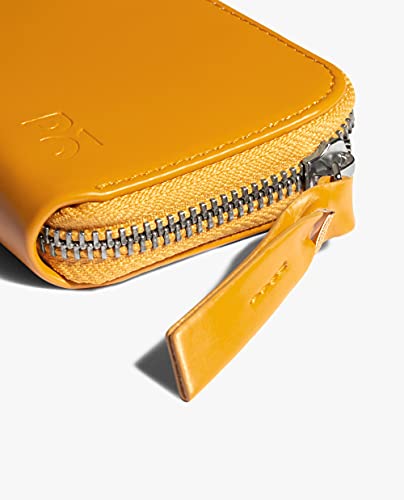 Image of DailyObjects Chrome Yellow Zipper Slim Card & Coin Wallet | Made with Vegan Leather Material | Carefully Handcrafted | Coin Pocket