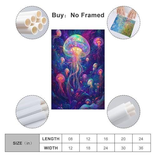 Poster méduse impression sur toile moderne pour chambre zen