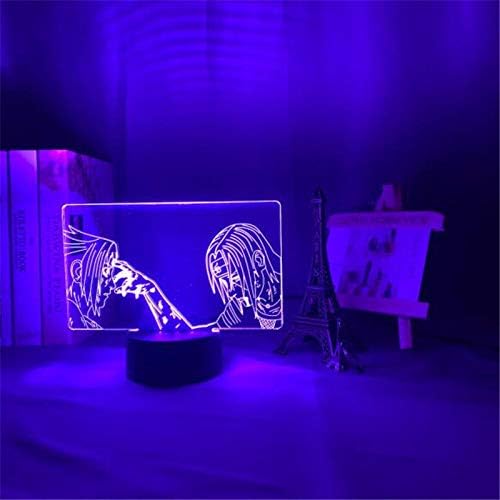Anime 3D Lamp Naruto Sasuke and Itachi Uchiha LED Night Light Kids Touch USB Lampara Table Lamp Home Decor Light Gifts for children-16 Color with Remote