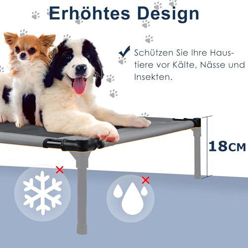 UISEBRT Erhöhtes Hundebett Haustierbett mit Baldachin, Hundeliege Outdoor für Camping Strand, Hundebett mit Wasserdicht Dach Hundesofa mit Atmungsaktivem Netzgewebe, Größe M, 76 x 61 x 76 cm