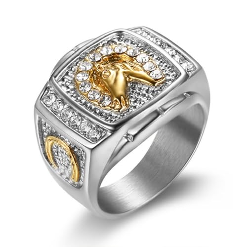 Bague acier titane tête de cheval pour homme qui ne ternit pas et résiste aux rayures
