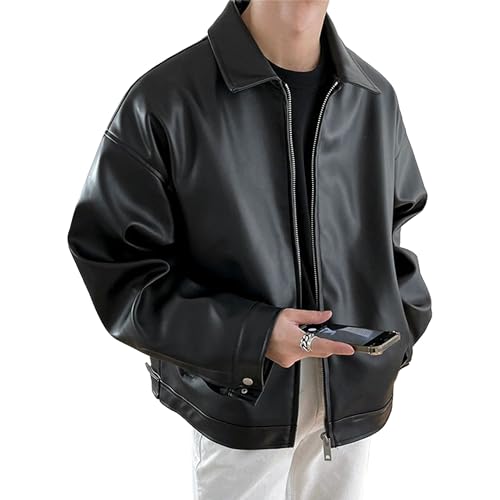 Manteau de moto décontracté avec col allongé et fermeture éclair