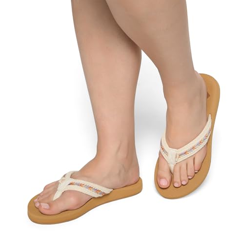 Image of Roxy Women's Porto IV Flip Flops, Cream, 8