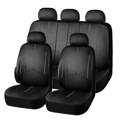 AUTO HIGH 11-Pieces Car Seat Covers Full Set - Premium Faux Leather Automotive Front and Back Seat Protectors - Fits Most Car Truck Van SUV, Black #1