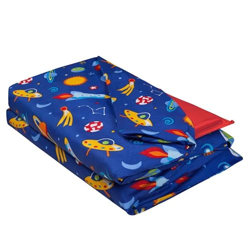 Image of Wildkin Kids Microfiber Nap Mat Cover - Soft, Durable & Fits 1.5 inch Vinyl Sleep Mats (Out of This World)