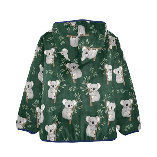 CHIFIGNO Cute Koalas Dark Green Toddler Boys Zip up Hoodie Light Thick Sweatshirt Jacket 3T2