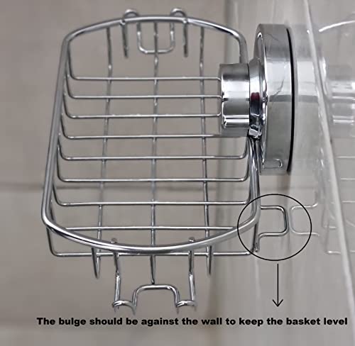 Soap Dish For Shower Suction Cup Powerful Vacuum System Rustproof 304 Stainless Steel Basket Sponges Holder With Razor Hooks For Bathroom Or Kitchen Soap Holder (Soap Dish With Hooks) #TOP4