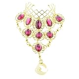 Harilla Bauch Armband mit Mittelfingerring, Indischer Schmuck Armreif, Rosa