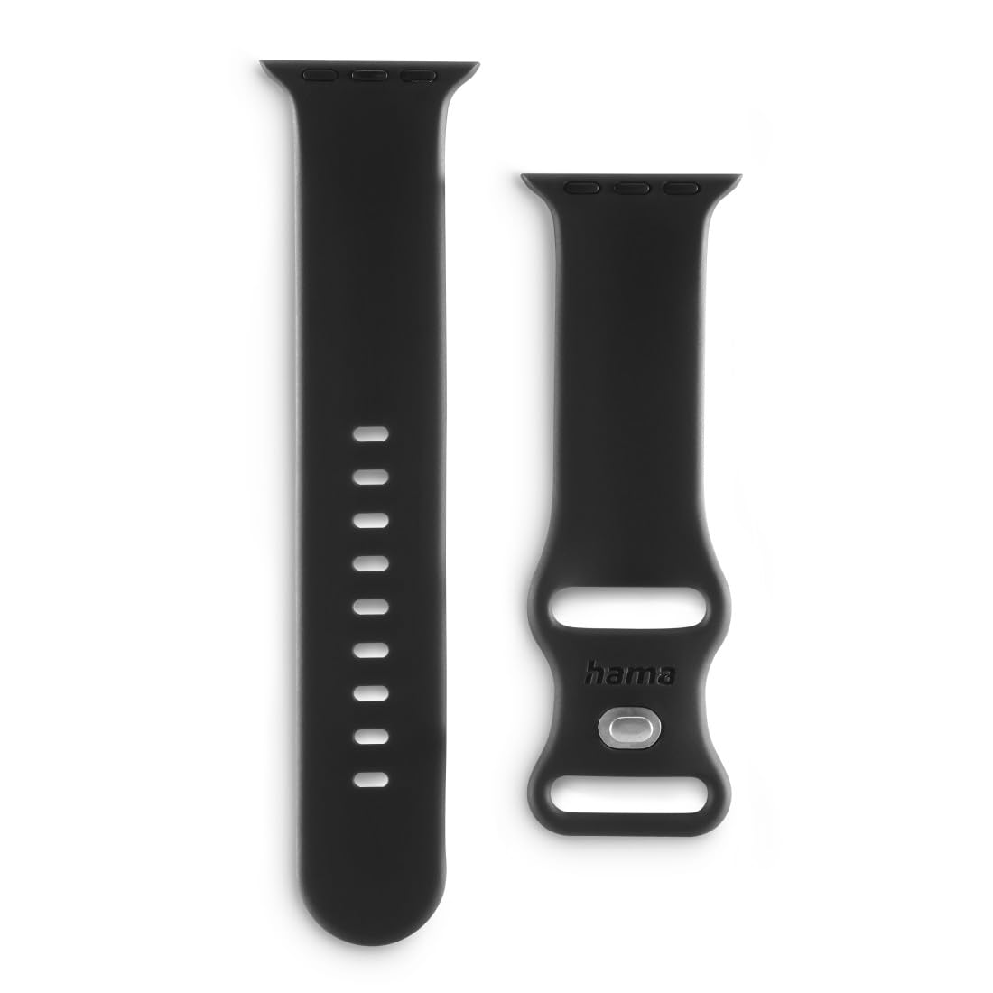 Hama Strap for Apple Watch 38/40/41 mm (Suitable for Apple Watch 9/8/SE/7/6/5/4/3/2/1, Quick-Release Strap, Silicone Look, Quick Change, Flexible Interchangeable Strap) Black