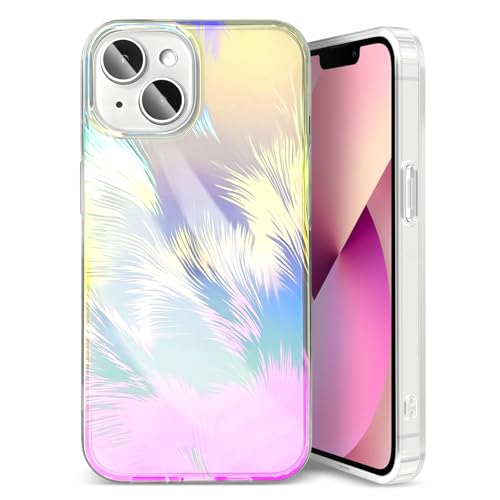 TENOC Phone Case Compatible with iPhone 13 & iPhone 14, Aesthetic Case Clear Cute Cover for Girls Women with Design