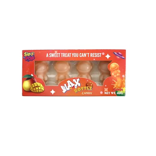 Wax Candy Liquid Filled Novelty Sweets Retro Wax Candy Kids Party Bag Treats Bulk Candy for Gifts & Events (40g Sip Pop)