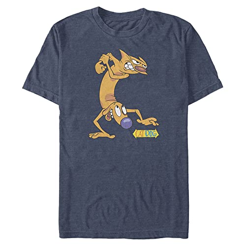 T-shirt Catdog Nickelodeon bleu marine chiné manches courtes vêtements homme grande taille 4XL
