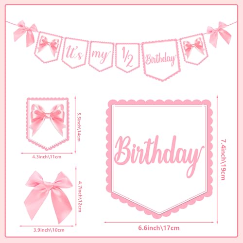 Image of Half Birthday Decoration It's My 1 /2 Birthday Banner with Pink Ribbon Bow Six Months Girl Party Decoration for Girls Kids Little Princess Baby Shower Party Supplies Sweet Photo Props