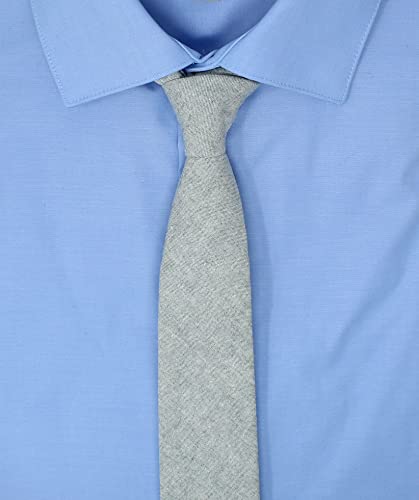 Image of Men's Chambray Cotton Skinny Necktie Tie Textured Distressed Style - 2.5 inch Width