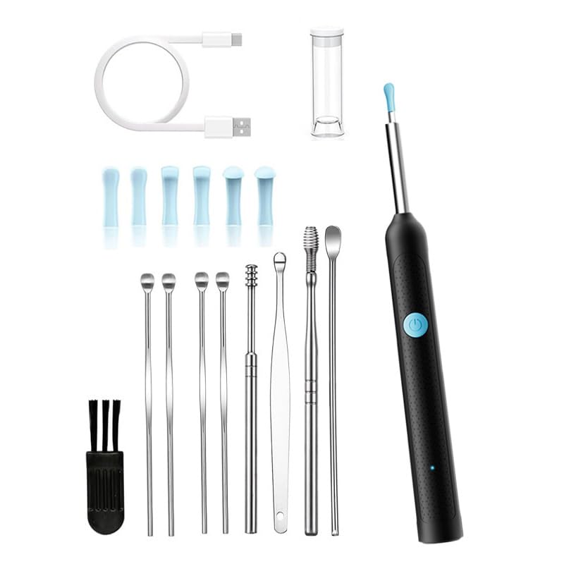OKUBOX Kulak balmumu temizleme aleti, kamera ve ışıklı kulak temizleyici, akıllı görsel kulak kiri temizleme kiti, kolay kulak kiri temizliği için su geçirmez silikon kulak kaşığı (NE7) (NE7)