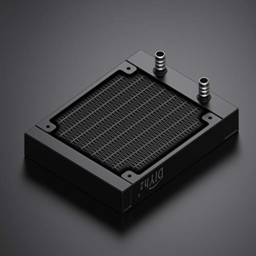 DIYhz Water Cooling Computer Radiator, 8 Pipe Aluminum Heat Exchanger Liquid Cooling Radiator Heat Sink 80mm for CPU PC Laser Water Cool System DC12V Black