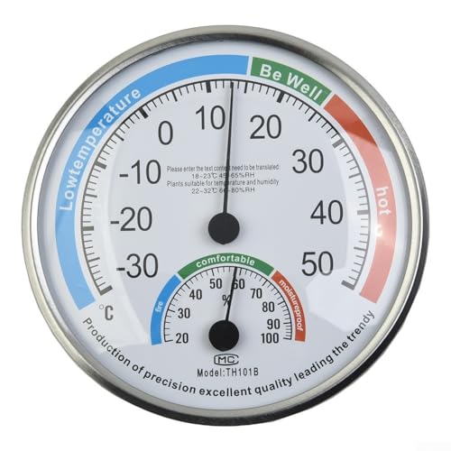 Analog Thermometer Hygrometer Indoor Outdoor Weather Station with Large Easy-to-Read Celsius and Humidity Scales, Comfort Zone Indicator for Home Office Garden Classroom Laboratory Workshop