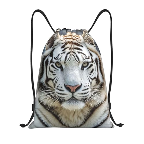 Drawstring Backpack Gym Drawstring Bag White Tiger Sackpack String Bag for Sports Travel