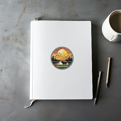 Image of Yellowstone National Park Sticker - Waterproof Vinyl Decal for Car Bumper, Laptop, Luggage, Water Bottle, Wall, and Window, Size - 3'' X 3''