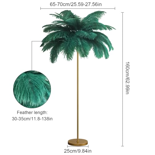 Lámpara de pie con plumas de avestruz CCXXYGWJ regulable de 160 cm de alto 4