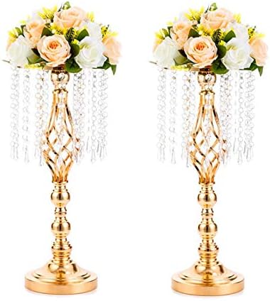 Sziqiqi 49cm Wedding Silver Vases Centrepieces For Tables, 2 Pcs Wedding Flower Stand, Wedding Table Vases For Party Anniversary Ceremony Party Birthday Event Reception Top Tables
