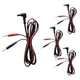 4 Stück TENS EMS Ersatzkabel mit 2 mm Pin Anschluss, 1,2 m Elektrodenkabel Schwarz, Ersatzkabel für TENS/EMS Geräte, Zubehör kompatibel mit EMS Massagegeräten, Fitness- und Entspannungsgeräte