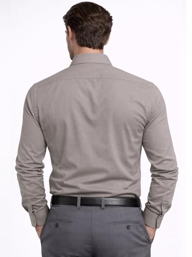 Image of FILO HEVIS Men's Shirt Regular Fit Solid Self-Cord Cotton Blended, Soft Fabric Stylish Formal Wear Man Shirt, Spread Collar Full Sleeves,(Available in Plus Size)