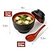 JapanBargain, Set of 2 Japanese Miso Soup Bowls with Lid and Spoon, 11 oz Black and Red, Rice Snack Dessert Bowl Set