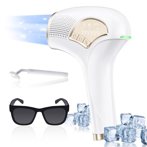 Depilación láser, dispositivos IPL con función de enfriamiento de hielo, depiladora IPL sin dolor, 999.999 flash, dispositivo de depilación femenina para axilas, piernas, brazos, zona del bikini