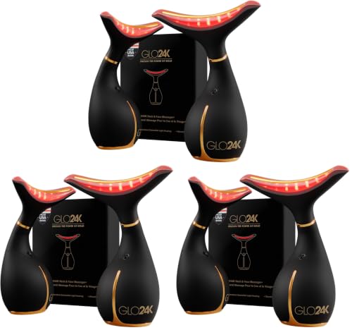 Image of GLO24K LED Facial Massager for Face & Neck - Beauty Wand with LED Light, Vibration & Gentle Warmth - Cosmetic Skincare Tool for Daily Self-Care (Pack of 3)