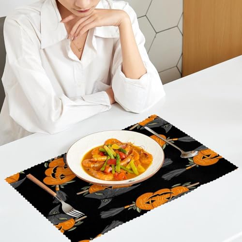 Set de table citrouille Halloween lavable tissu résistant chaleur - 7