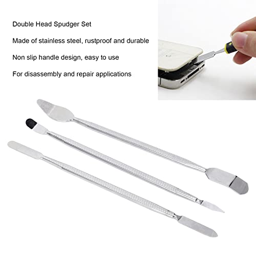 Kadimendium 3Pcs Metal Spudger Set Double Ended Stainless Steel Small Pry Bar Mobile Phone Opening Repair Pry Tool With Non Slip Handle For Electronic Appliance Repair #TOP1