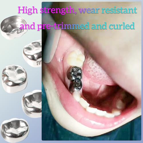 Image of Dental Molar Metal Crowns Kids Stainless Steel Chewing Function Dental Primary Metal Crowns Pack of 5(DUL4)