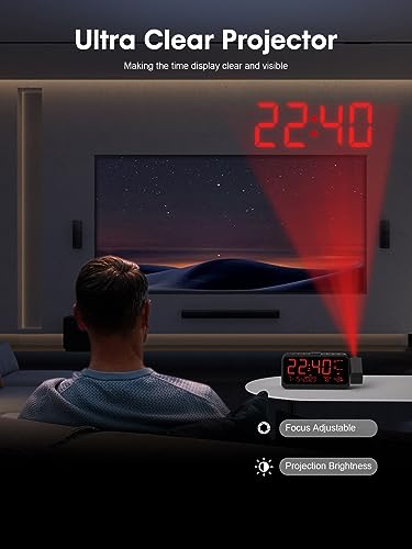 ROCAM Projection Alarm Clock with 180° Ceiling Projector & Digital Display - Image 3
