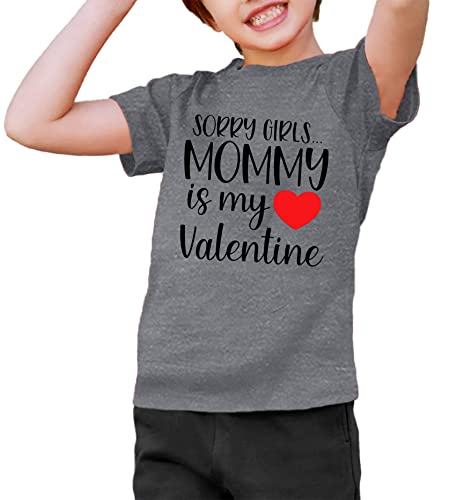 Image of VVNTY Valentines Shirts Toddler Boys Love Heart Graphic Tee Funny Letter Print Tops
