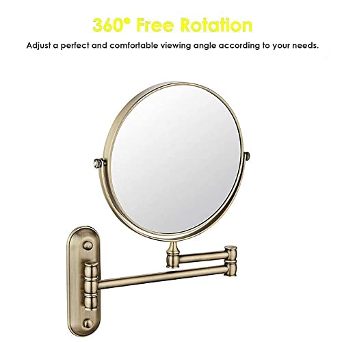 Miroir de maquillage mural en bronze vert avec loupe 3X 5X - 5