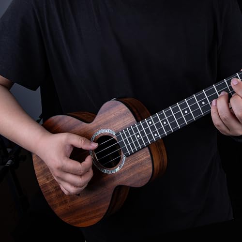 Image of Caramel 26inch CT204 All Solid Acacia Wood Tenor Electric Ukulele Professional Ukelele Kit Beginner Guitar Starter Bundle Strings, Padded Gig Bag, Strap