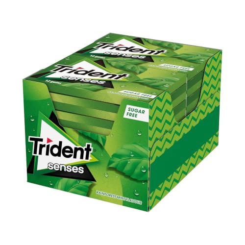 Trident Senses Spearmint- Chicles sin Azúcar con Sabor a Hierbabuena- Paquete de 12 envases de 23 g