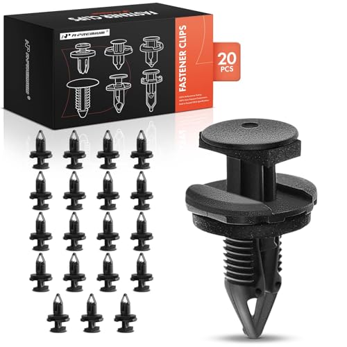 A-Premium Bumper Clips 9mm Nylon Push Pin Piller Door Moulding Retainer Compatible with Jeep Renegade BU 2015-2022, Fiat 500X 2016-2022, 500L 2014-2020, 20-Pack (2.12 oz)
