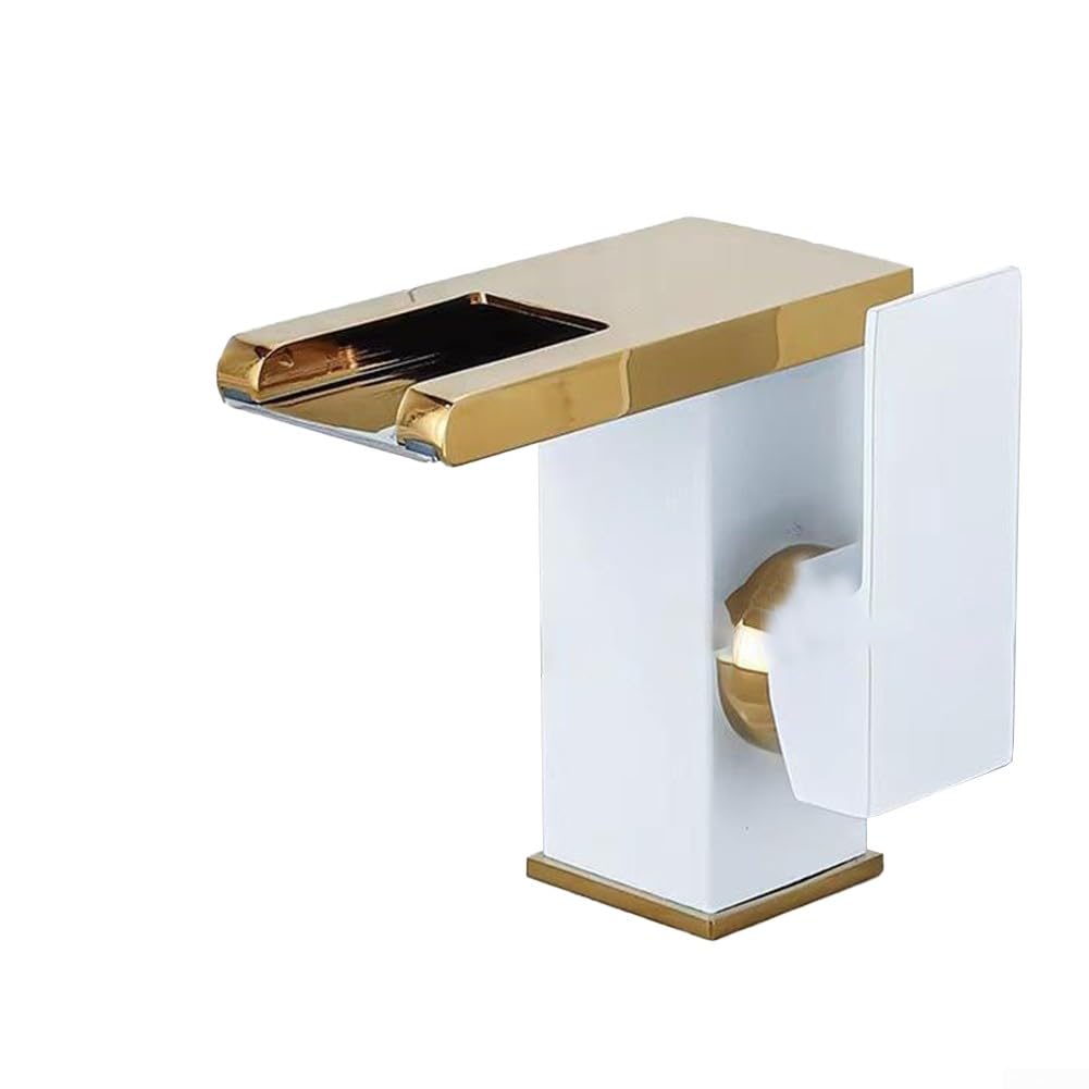 MXXQRHF LED Waterfall Faucet for Kitchen & Bathroom - Deck Mounted Cold & Hot Mixer Tap for Sink, Basin, Toilet & Bathtub - Stylish & Modern Washroom Fixture