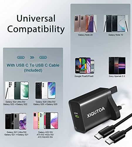 25W Super Fast Charging USB C Charger Plug and Cable for Samsung Galaxy S22 S23/S22 Plus/S22 Ultra/S21 FE/S21+/S20/Z Fold 3 5G,A52 A52S A72 A71 A53,Note 10 20,PD 3.0 Super Fast Charging Power Adapter