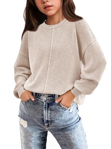 Girls Fall Sweaters Kids Winter Clothes Crew Neck Casual Long Sleeve Slouchy Chunky Cozy Pullover Sweater Tops