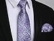 HISDERN Herren Krawatte Lila Paisley Floral Hochzeitskrawatten Business Krawatte Einstecktuch & Einstecktuch Set