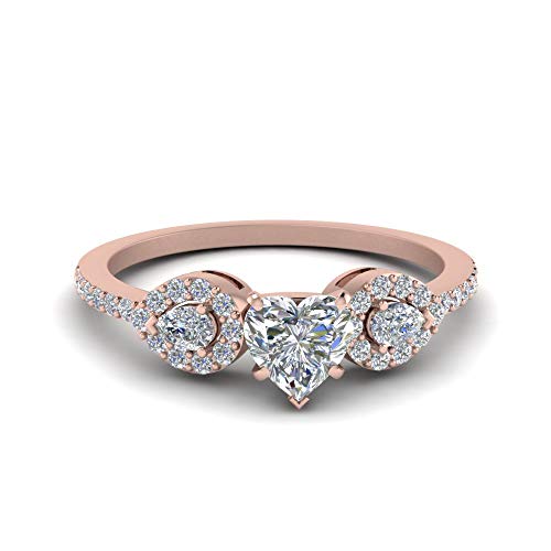 Petite bague diamant 0.75 CT en cœur, le cadeau de naissance idéal en or rose