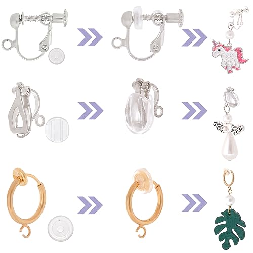 SUNNYCLUE 1 Box 48Pcs Earring Converters Clip on Earring Findings Bulk Silicone Earrings Pads 24Pcs Ear Cushions 24Pcs Hypoallergenic Clip-on Earrings Converter Components for Non-Pierced Ears - Image 3